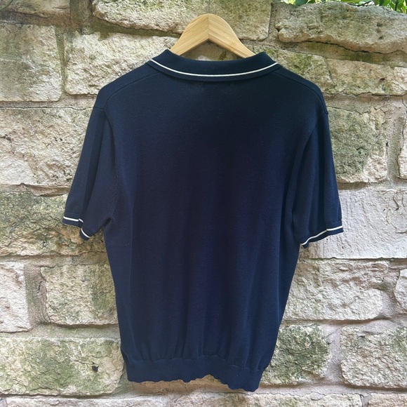 Barque Navy/White Fitted Hem Polo in Size Medium - Picture 2 of 4